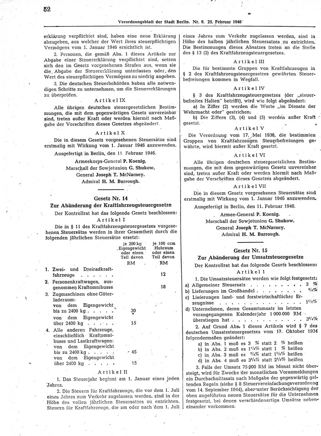 Verordnungsblatt (VOBl.) der Stadt Berlin, für Groß-Berlin 1946, Seite 52 (VOBl. Bln. 1946, S. 52)