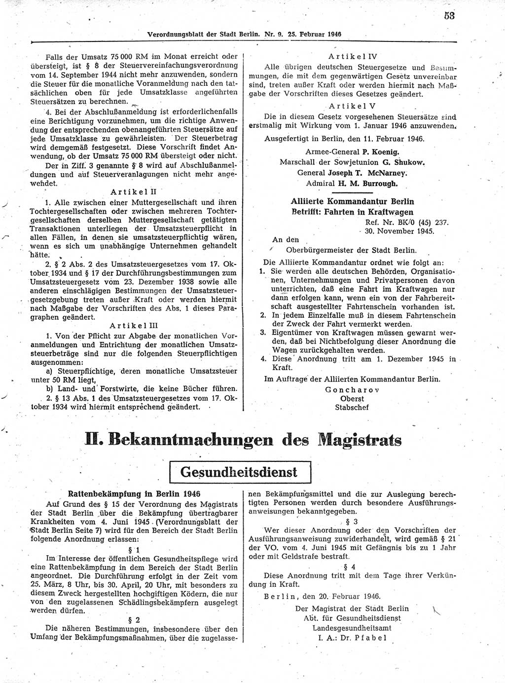 Verordnungsblatt (VOBl.) der Stadt Berlin, für Groß-Berlin 1946, Seite 53 (VOBl. Bln. 1946, S. 53)