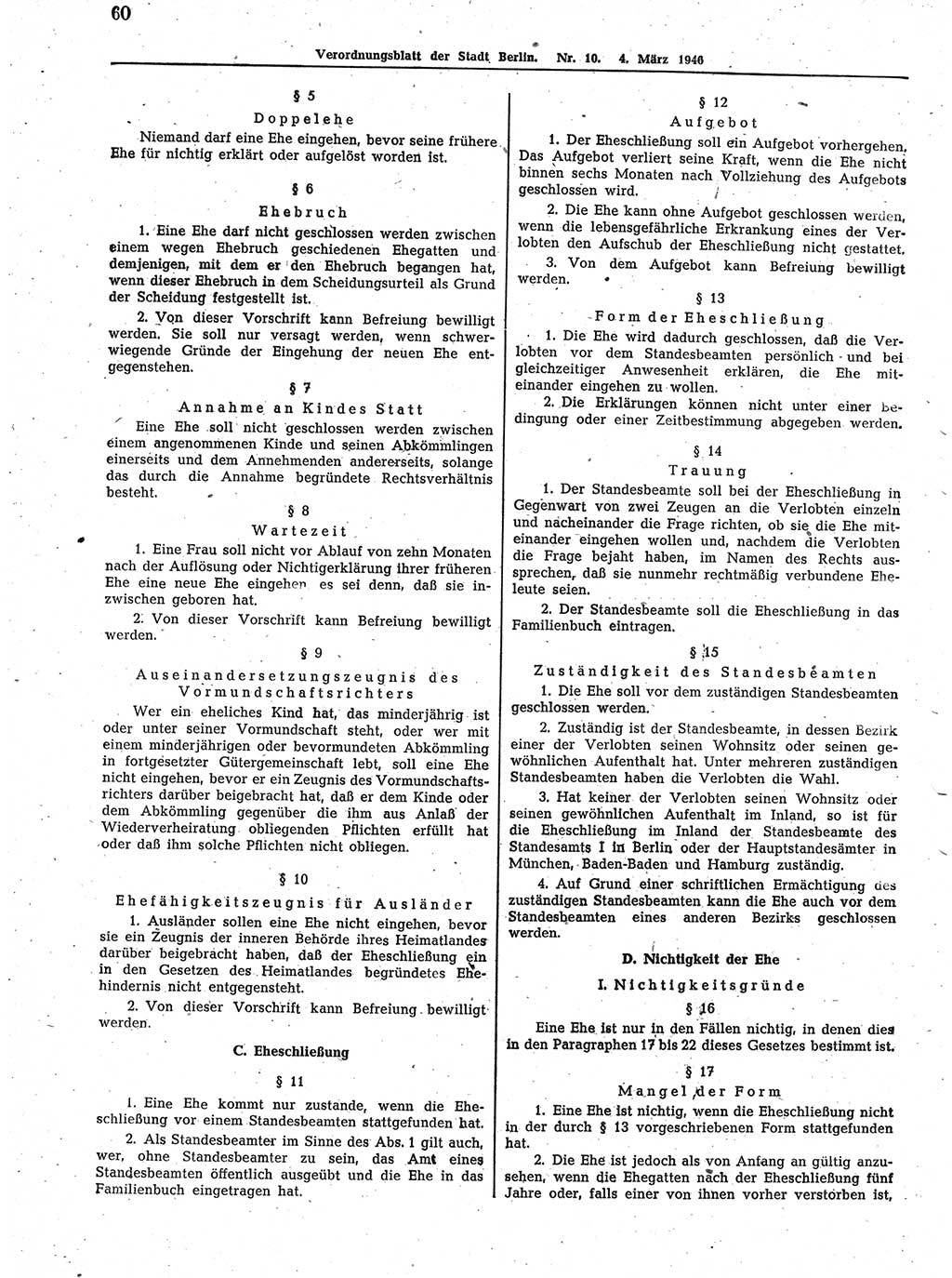 Verordnungsblatt (VOBl.) der Stadt Berlin, für Groß-Berlin 1946, Seite 60 (VOBl. Bln. 1946, S. 60)