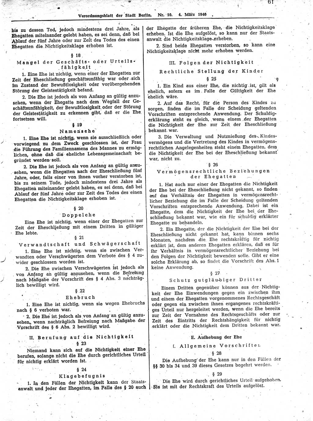 Verordnungsblatt (VOBl.) der Stadt Berlin, für Groß-Berlin 1946, Seite 61 (VOBl. Bln. 1946, S. 61)