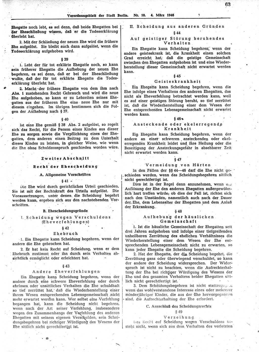 Verordnungsblatt (VOBl.) der Stadt Berlin, für Groß-Berlin 1946, Seite 63 (VOBl. Bln. 1946, S. 63)