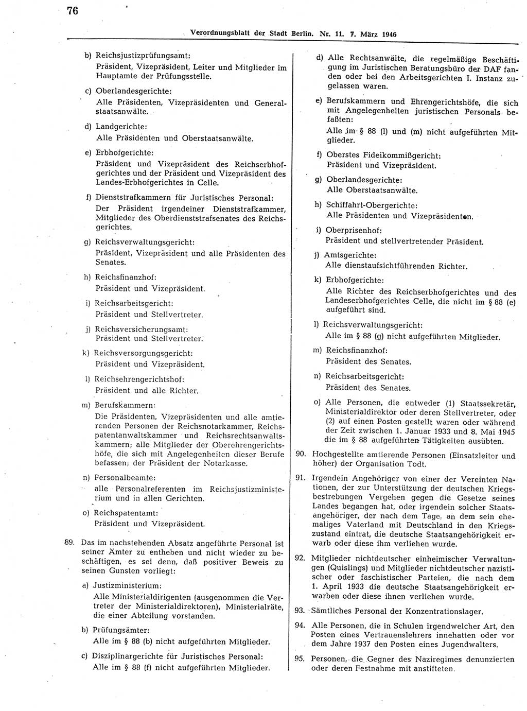 Verordnungsblatt (VOBl.) der Stadt Berlin, für Groß-Berlin 1946, Seite 76 (VOBl. Bln. 1946, S. 76)