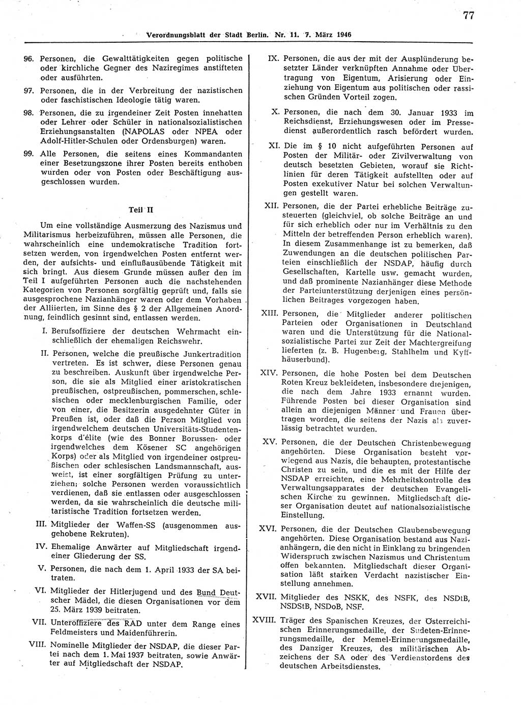 Verordnungsblatt (VOBl.) der Stadt Berlin, für Groß-Berlin 1946, Seite 77 (VOBl. Bln. 1946, S. 77)