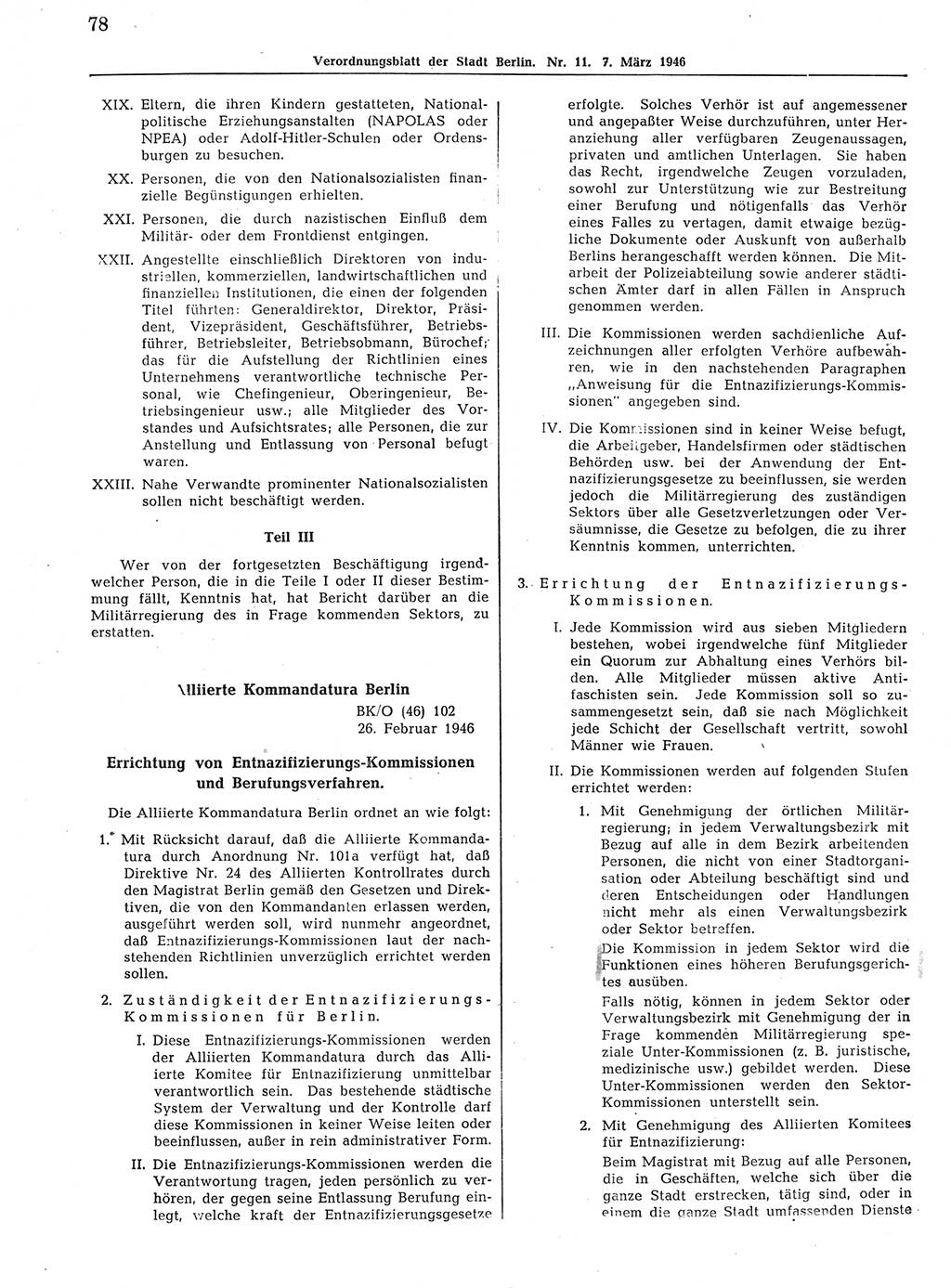 Verordnungsblatt (VOBl.) der Stadt Berlin, für Groß-Berlin 1946, Seite 78 (VOBl. Bln. 1946, S. 78)