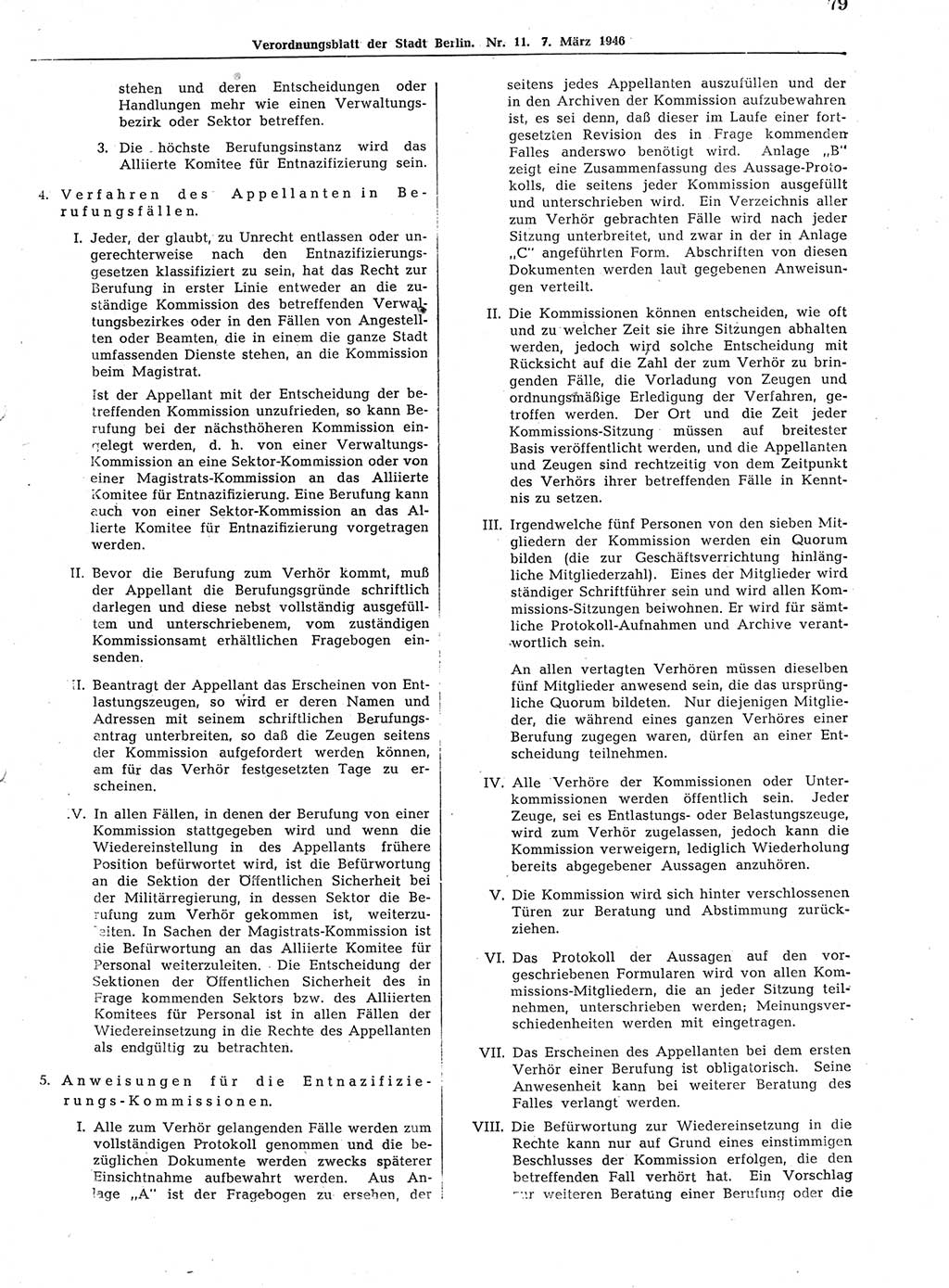 Verordnungsblatt (VOBl.) der Stadt Berlin, für Groß-Berlin 1946, Seite 79 (VOBl. Bln. 1946, S. 79)
