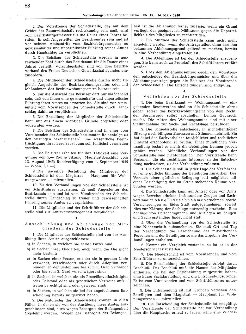 Verordnungsblatt (VOBl.) der Stadt Berlin, für Groß-Berlin 1946, Seite 88 (VOBl. Bln. 1946, S. 88)