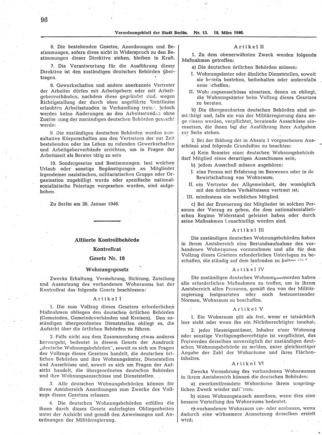 Verordnungsblatt (VOBl.) der Stadt Berlin, für Groß-Berlin 1946, Seite 96 (VOBl. Bln. 1946, S. 96)