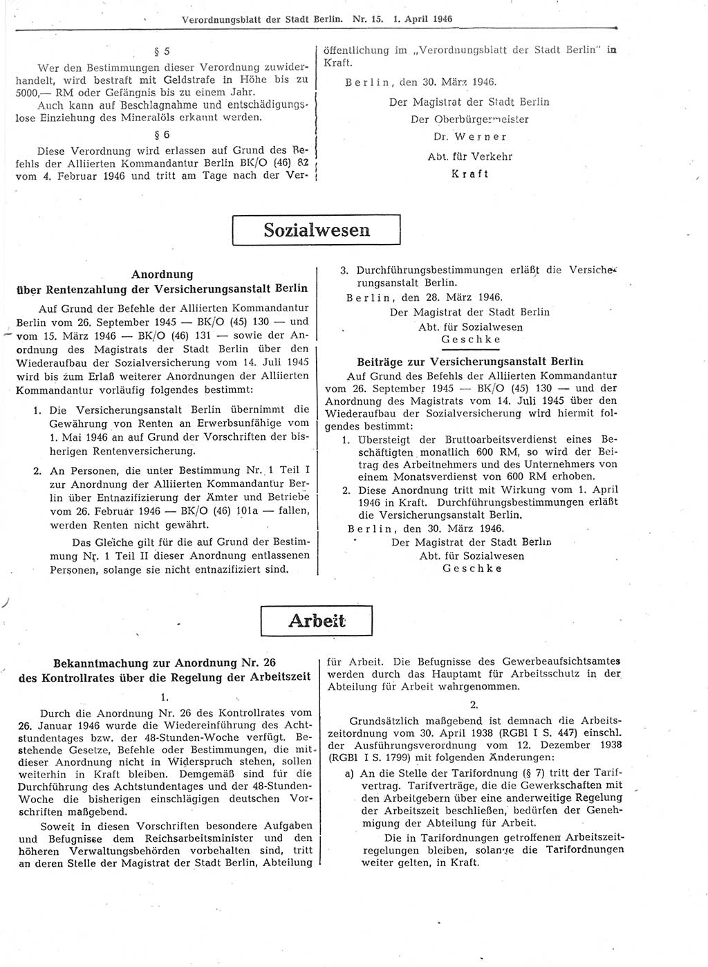 Verordnungsblatt (VOBl.) der Stadt Berlin, für Groß-Berlin 1946, Seite 119 (VOBl. Bln. 1946, S. 119)