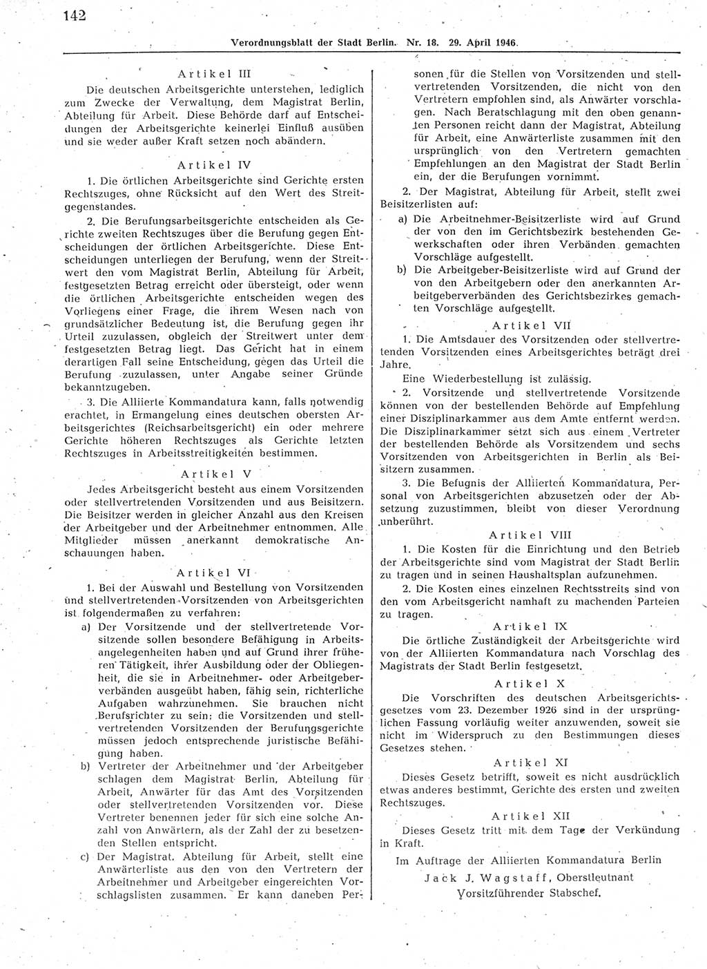 Verordnungsblatt (VOBl.) der Stadt Berlin, für Groß-Berlin 1946, Seite 142 (VOBl. Bln. 1946, S. 142)