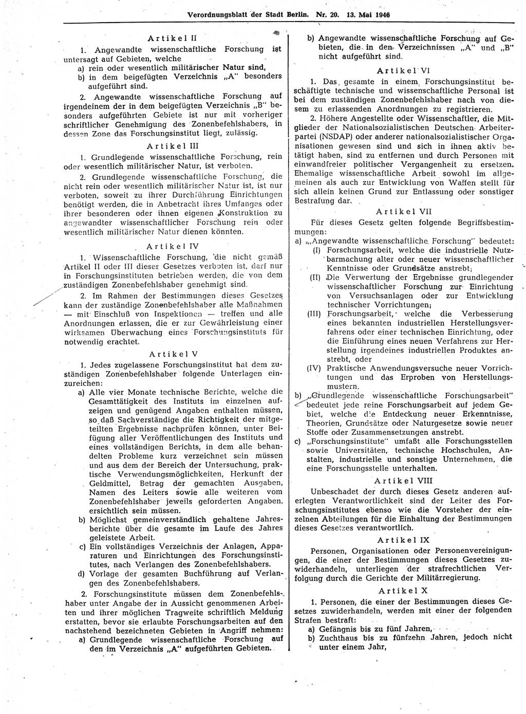 Verordnungsblatt (VOBl.) der Stadt Berlin, für Groß-Berlin 1946, Seite 152 (VOBl. Bln. 1946, S. 152)