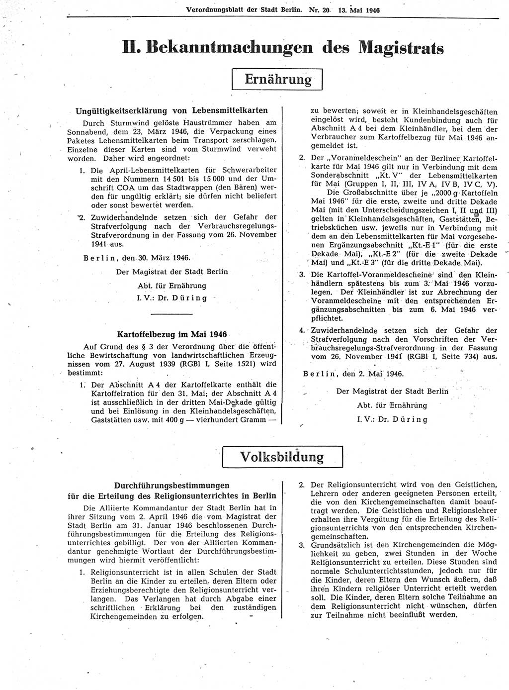 Verordnungsblatt (VOBl.) der Stadt Berlin, für Groß-Berlin 1946, Seite 154 (VOBl. Bln. 1946, S. 154)