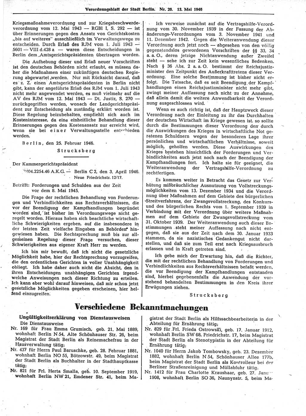 Verordnungsblatt (VOBl.) der Stadt Berlin, für Groß-Berlin 1946, Seite 157 (VOBl. Bln. 1946, S. 157)