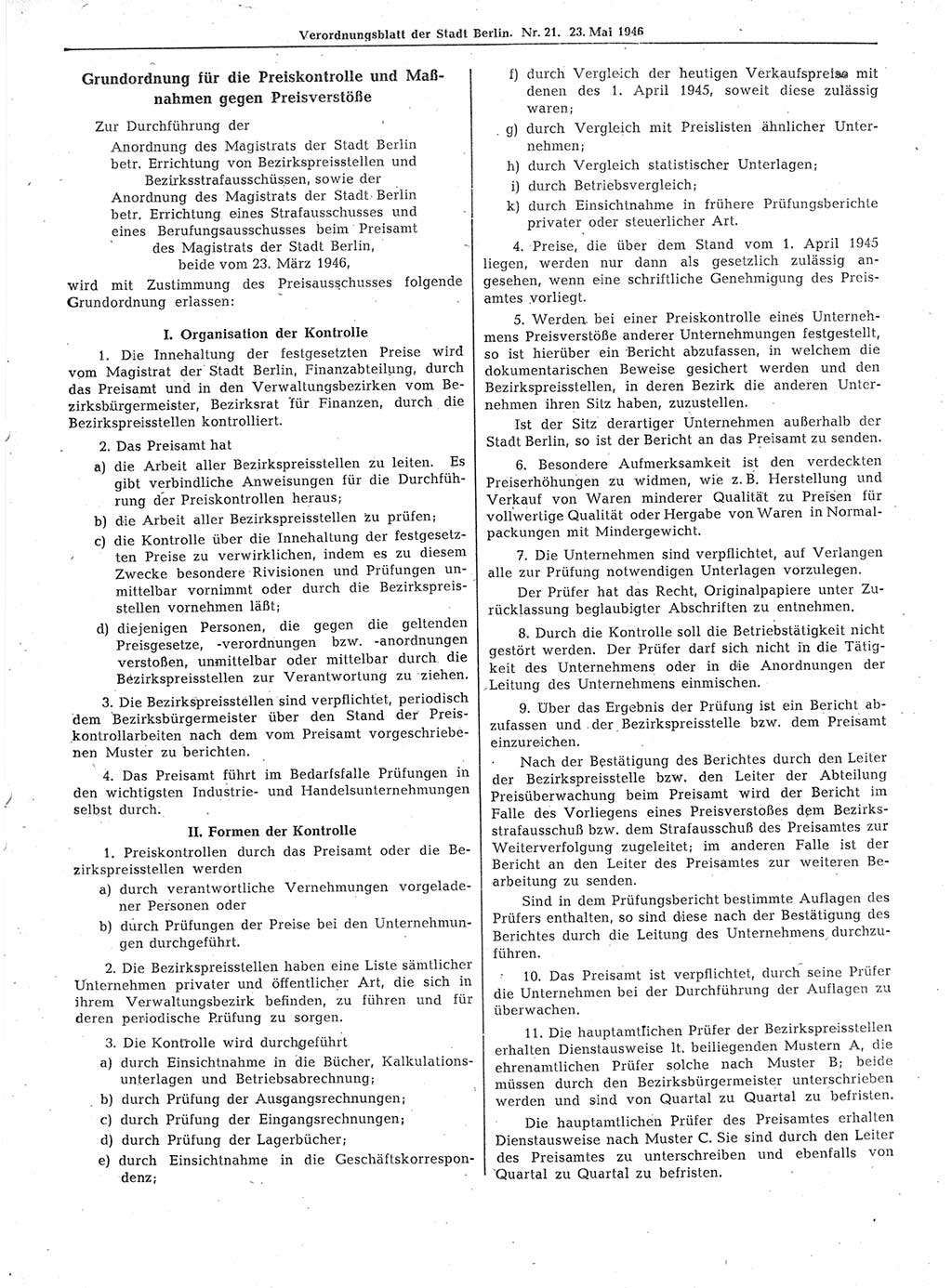 Verordnungsblatt (VOBl.) der Stadt Berlin, für Groß-Berlin 1946, Seite 167 (VOBl. Bln. 1946, S. 167)
