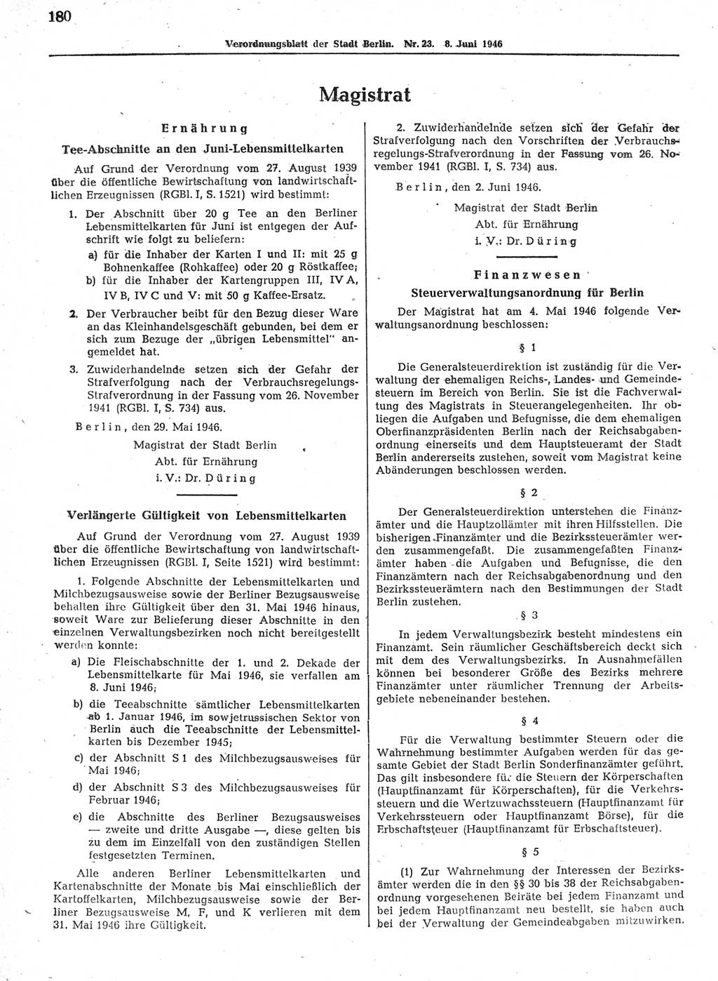 Verordnungsblatt (VOBl.) der Stadt Berlin, für Groß-Berlin 1946, Seite 180 (VOBl. Bln. 1946, S. 180)