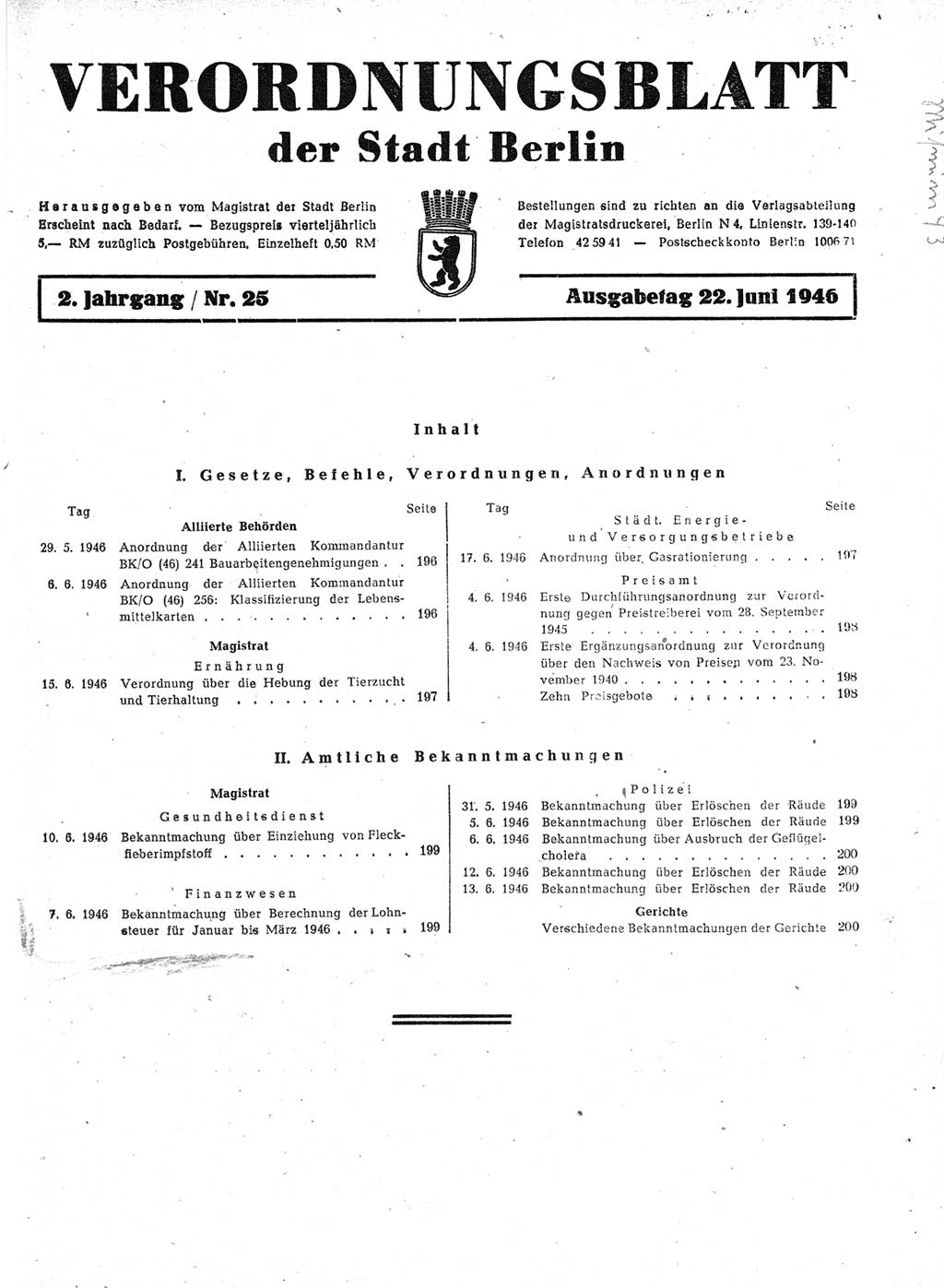 Verordnungsblatt (VOBl.) der Stadt Berlin, für Groß-Berlin 1946, Seite 195 (VOBl. Bln. 1946, S. 195)