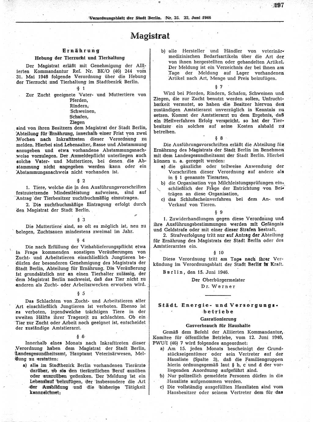 Verordnungsblatt (VOBl.) der Stadt Berlin, für Groß-Berlin 1946, Seite 197 (VOBl. Bln. 1946, S. 197)