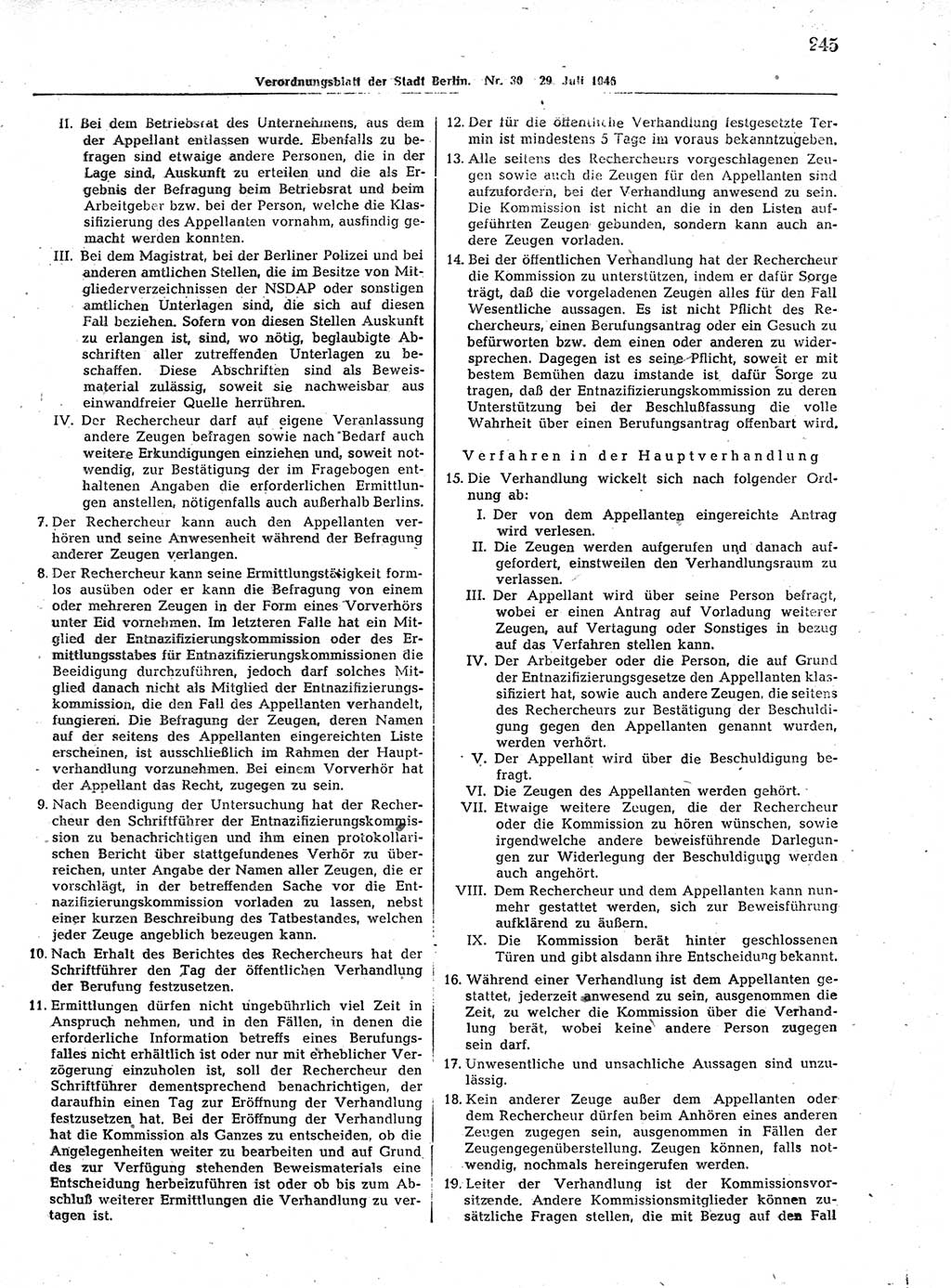 Verordnungsblatt (VOBl.) der Stadt Berlin, für Groß-Berlin 1946, Seite 245 (VOBl. Bln. 1946, S. 245)