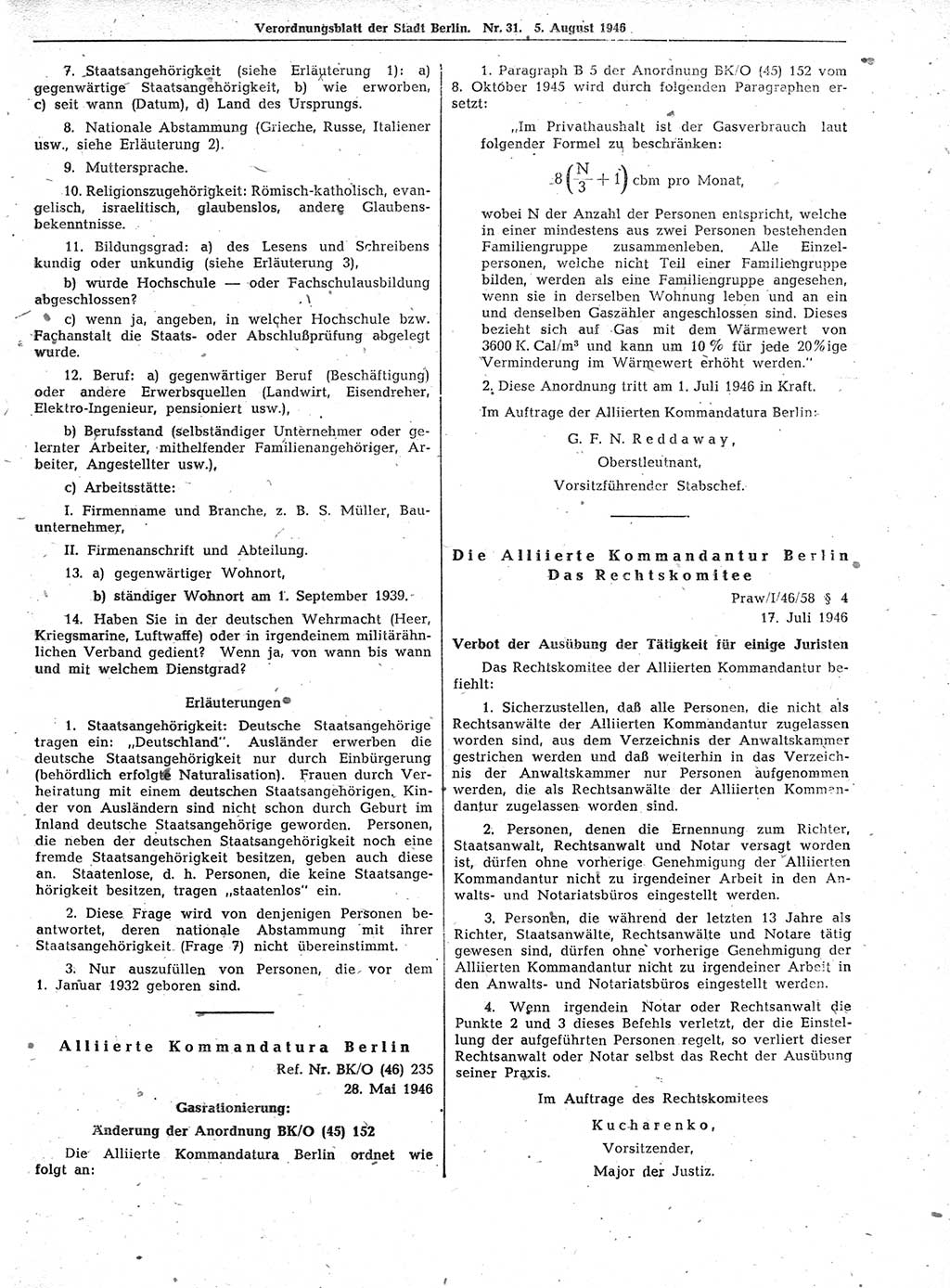 Verordnungsblatt (VOBl.) der Stadt Berlin, für Groß-Berlin 1946, Seite 261 (VOBl. Bln. 1946, S. 261)