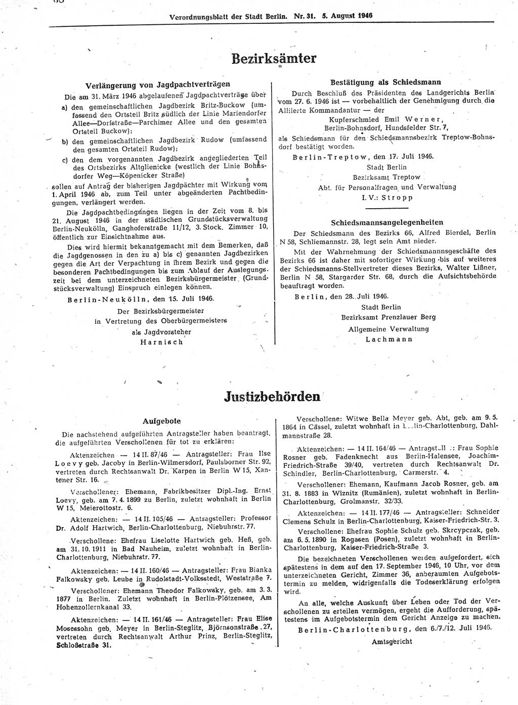 Verordnungsblatt (VOBl.) der Stadt Berlin, für Groß-Berlin 1946, Seite 268 (VOBl. Bln. 1946, S. 268)