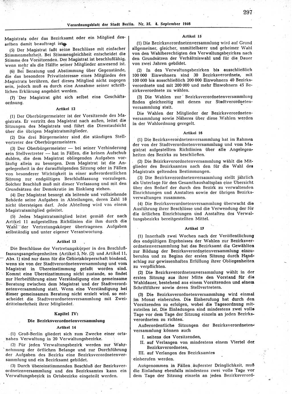 Verordnungsblatt (VOBl.) der Stadt Berlin, für Groß-Berlin 1946, Seite 297 (VOBl. Bln. 1946, S. 297)