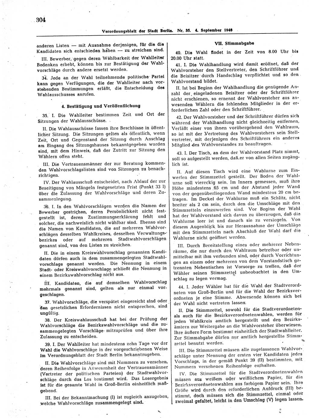 Verordnungsblatt (VOBl.) der Stadt Berlin, für Groß-Berlin 1946, Seite 304 (VOBl. Bln. 1946, S. 304)