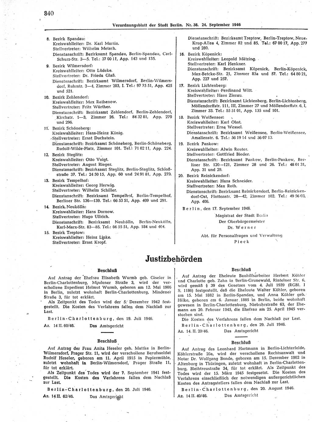 Verordnungsblatt (VOBl.) der Stadt Berlin, für Groß-Berlin 1946, Seite 340 (VOBl. Bln. 1946, S. 340)