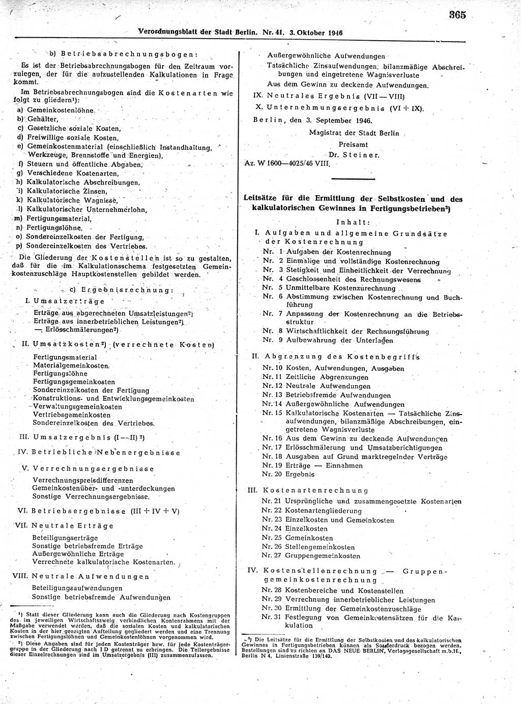 Verordnungsblatt (VOBl.) der Stadt Berlin, für Groß-Berlin 1946, Seite 365 (VOBl. Bln. 1946, S. 365)