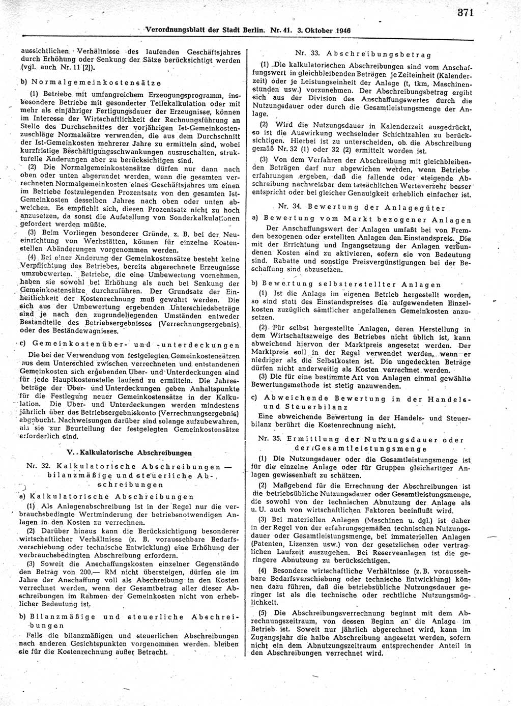 Verordnungsblatt (VOBl.) der Stadt Berlin, für Groß-Berlin 1946, Seite 371 (VOBl. Bln. 1946, S. 371)