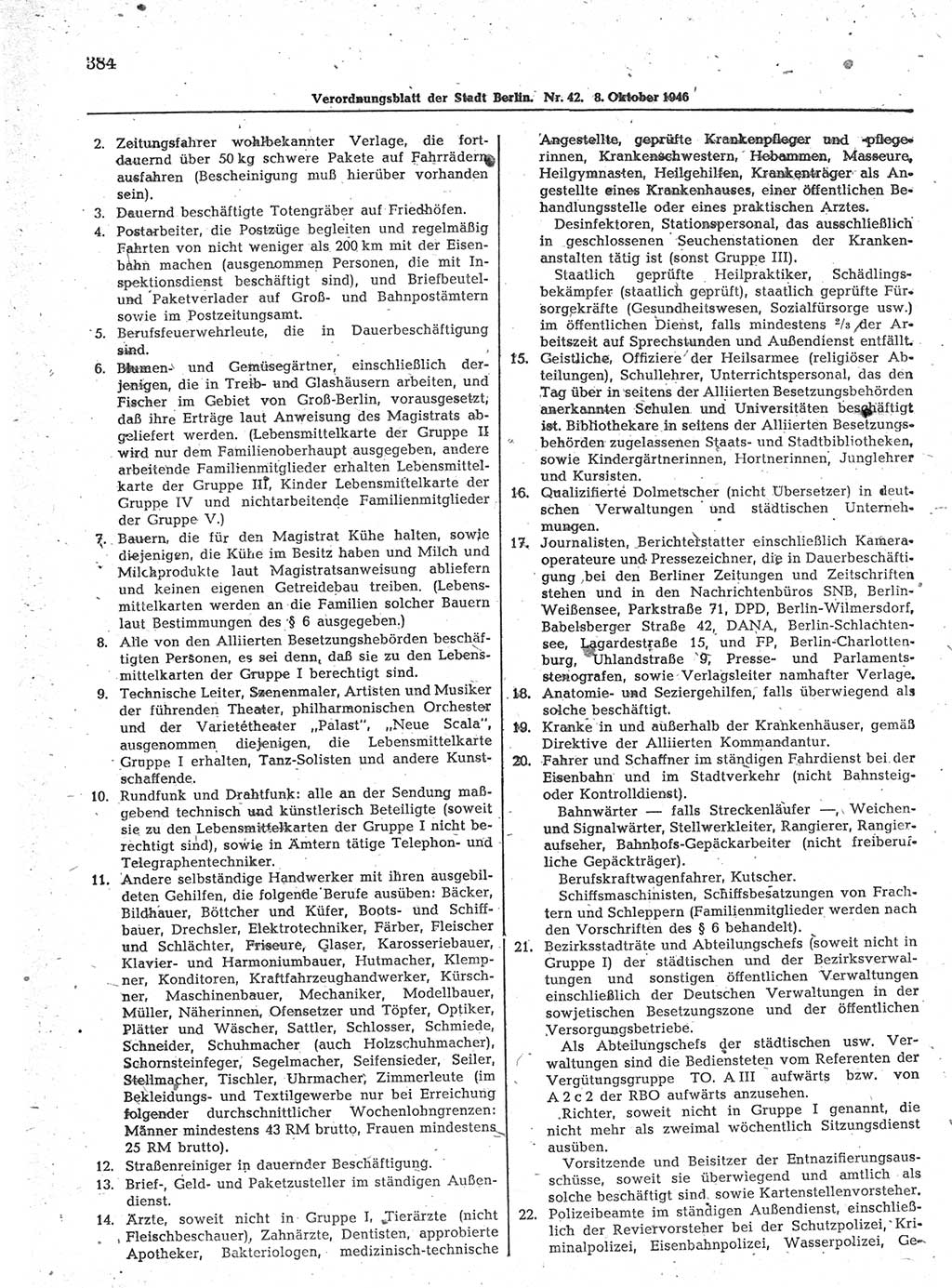 Verordnungsblatt (VOBl.) der Stadt Berlin, für Groß-Berlin 1946, Seite 384 (VOBl. Bln. 1946, S. 384)