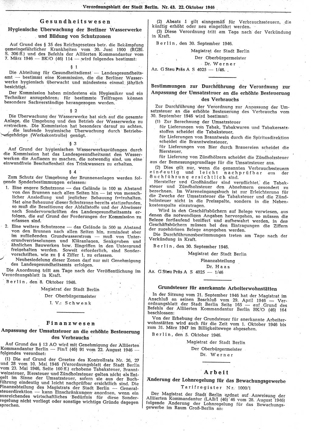 Verordnungsblatt (VOBl.) der Stadt Berlin, für Groß-Berlin 1946, Seite 391 (VOBl. Bln. 1946, S. 391)