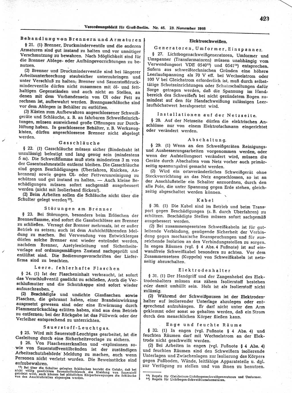 Verordnungsblatt (VOBl.) der Stadt Berlin, für Groß-Berlin 1946, Seite 423 (VOBl. Bln. 1946, S. 423)