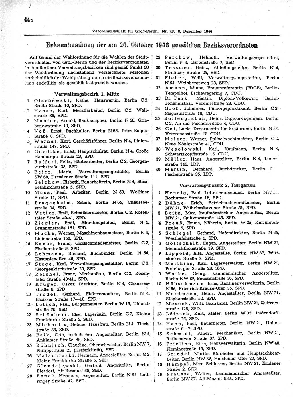 Verordnungsblatt (VOBl.) der Stadt Berlin, für Groß-Berlin 1946, Seite 448 (VOBl. Bln. 1946, S. 448)