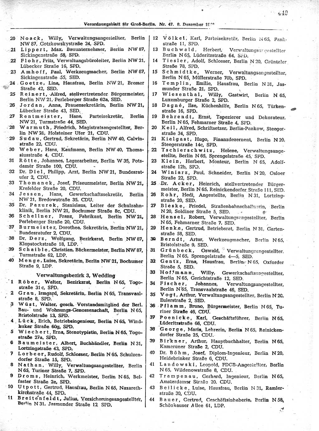 Verordnungsblatt (VOBl.) der Stadt Berlin, für Groß-Berlin 1946, Seite 449 (VOBl. Bln. 1946, S. 449)