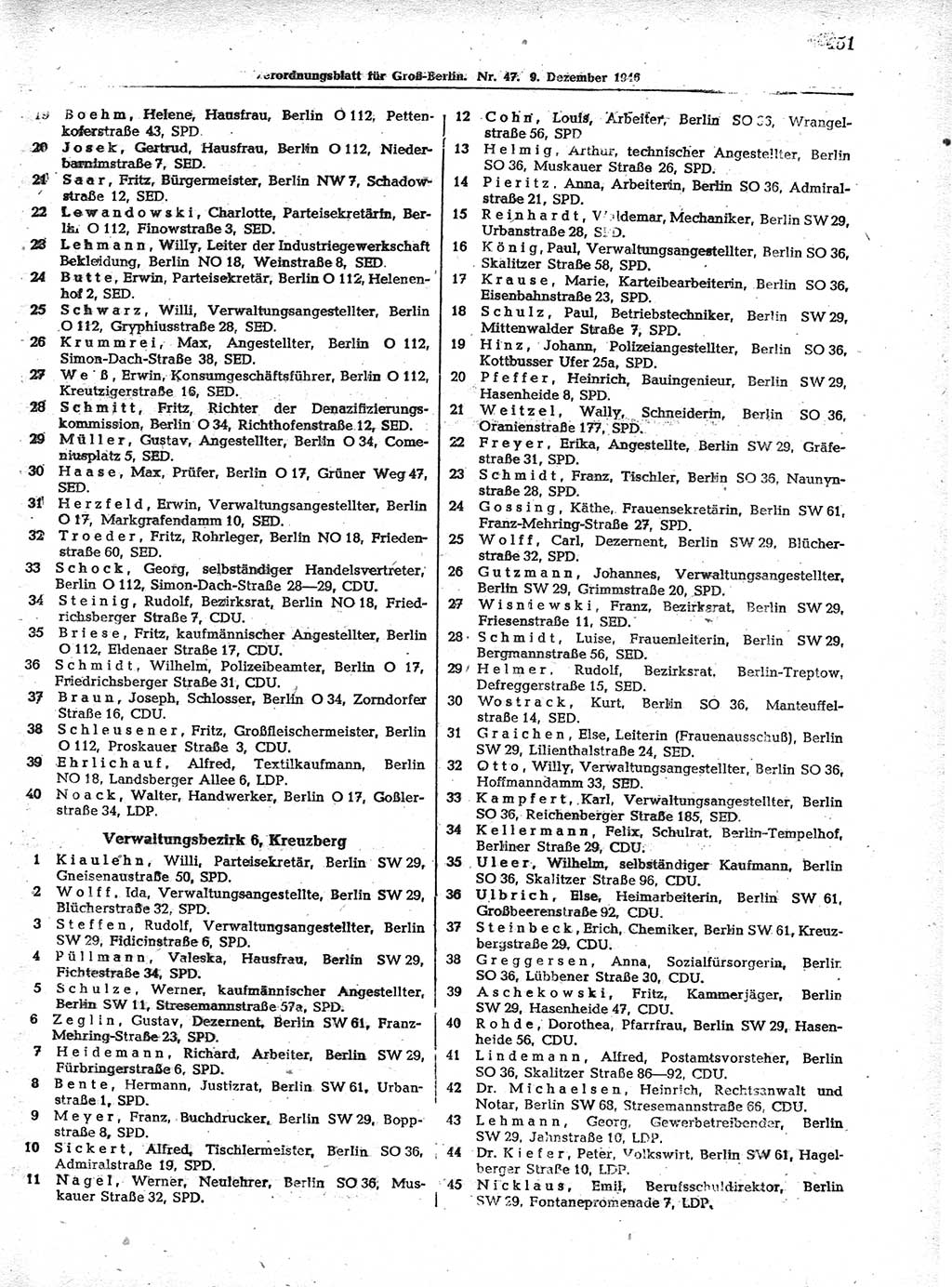 Verordnungsblatt (VOBl.) der Stadt Berlin, für Groß-Berlin 1946, Seite 451 (VOBl. Bln. 1946, S. 451)