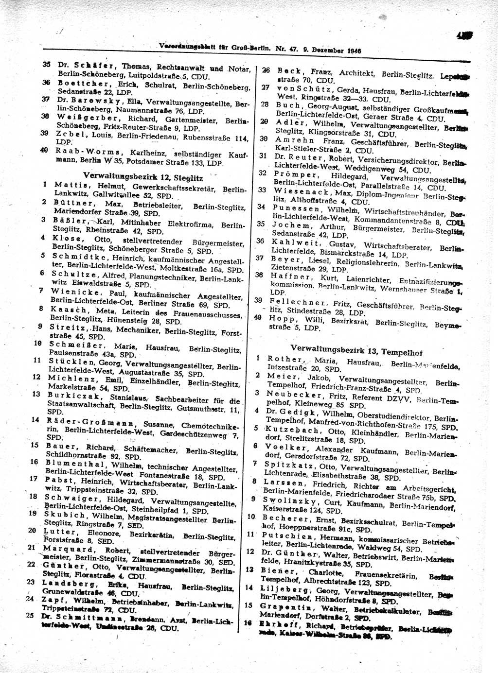 Verordnungsblatt (VOBl.) der Stadt Berlin, für Groß-Berlin 1946, Seite 455 (VOBl. Bln. 1946, S. 455)