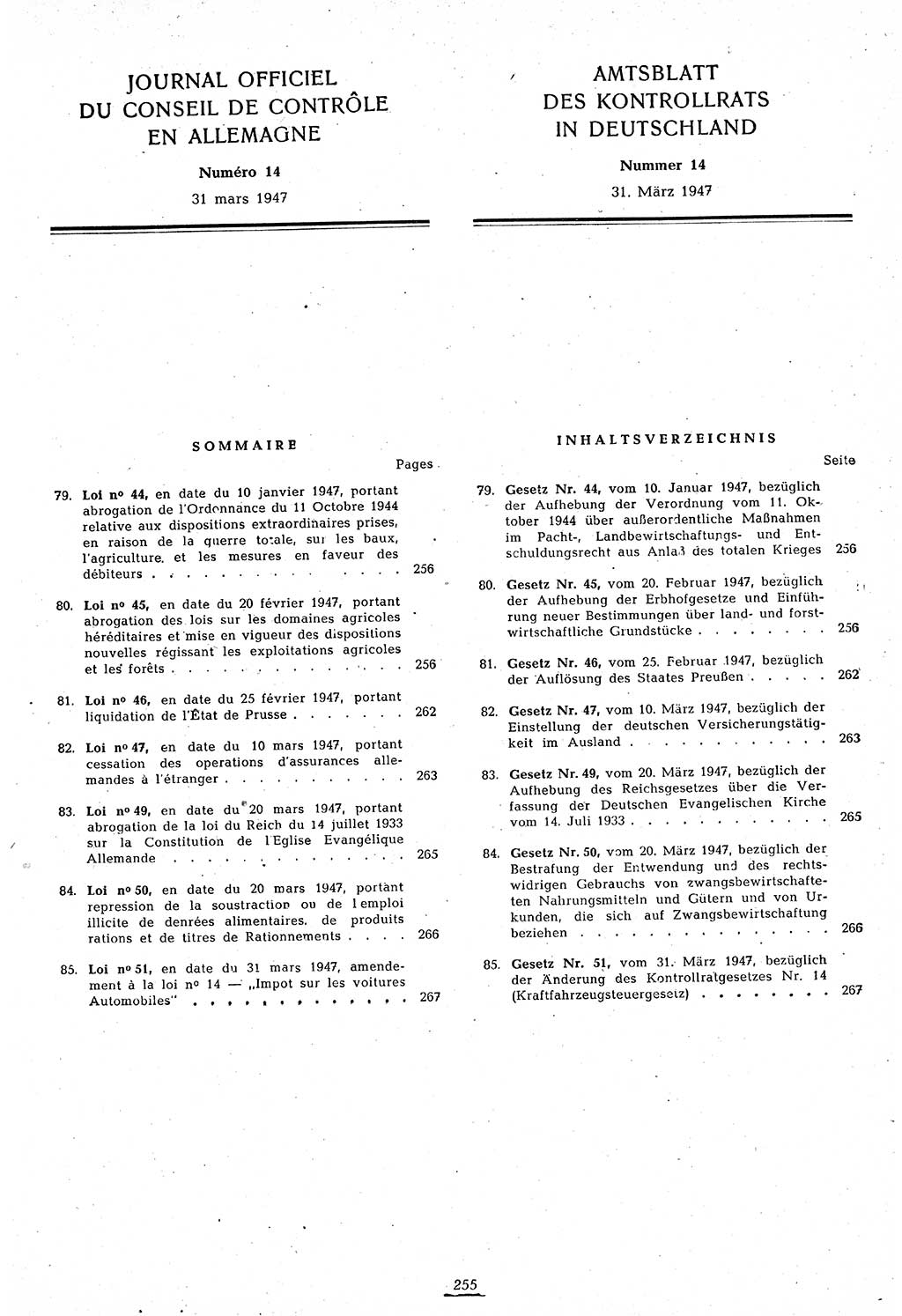 Amtsblatt des Kontrollrats (ABlKR) in Deutschland 1947, Seite 255/2 (ABlKR Dtl. 1947, S. 255/2)