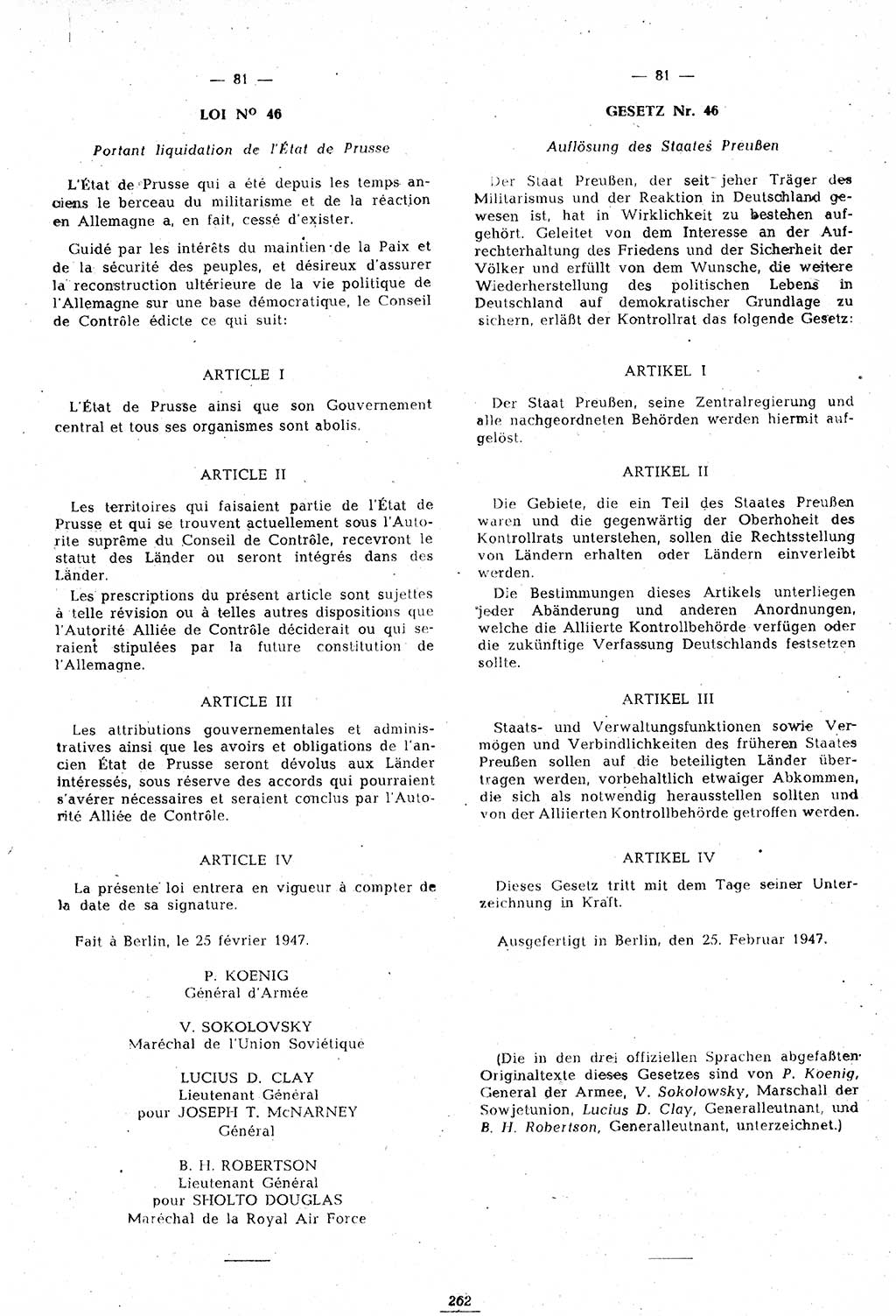 Amtsblatt des Kontrollrats (ABlKR) in Deutschland 1947, Seite 262/2 (ABlKR Dtl. 1947, S. 262/2)
