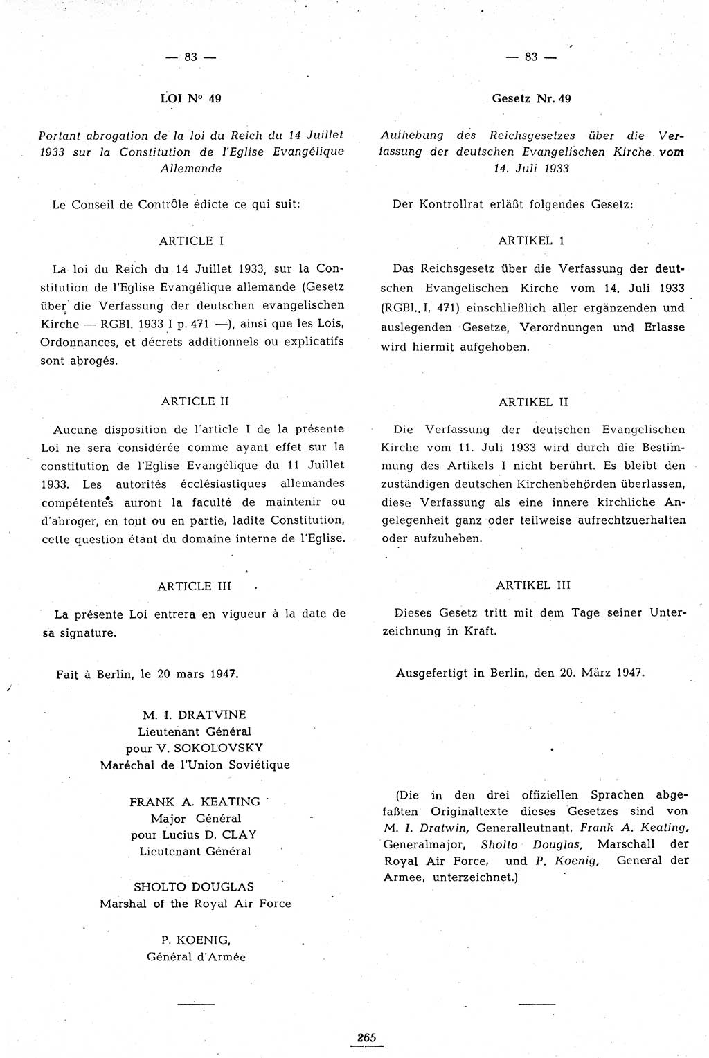 Amtsblatt des Kontrollrats (ABlKR) in Deutschland 1947, Seite 265/2 (ABlKR Dtl. 1947, S. 265/2)