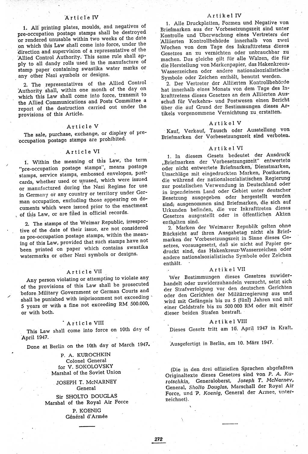 Amtsblatt des Kontrollrats (ABlKR) in Deutschland 1947, Seite 272/2 (ABlKR Dtl. 1947, S. 272/2)