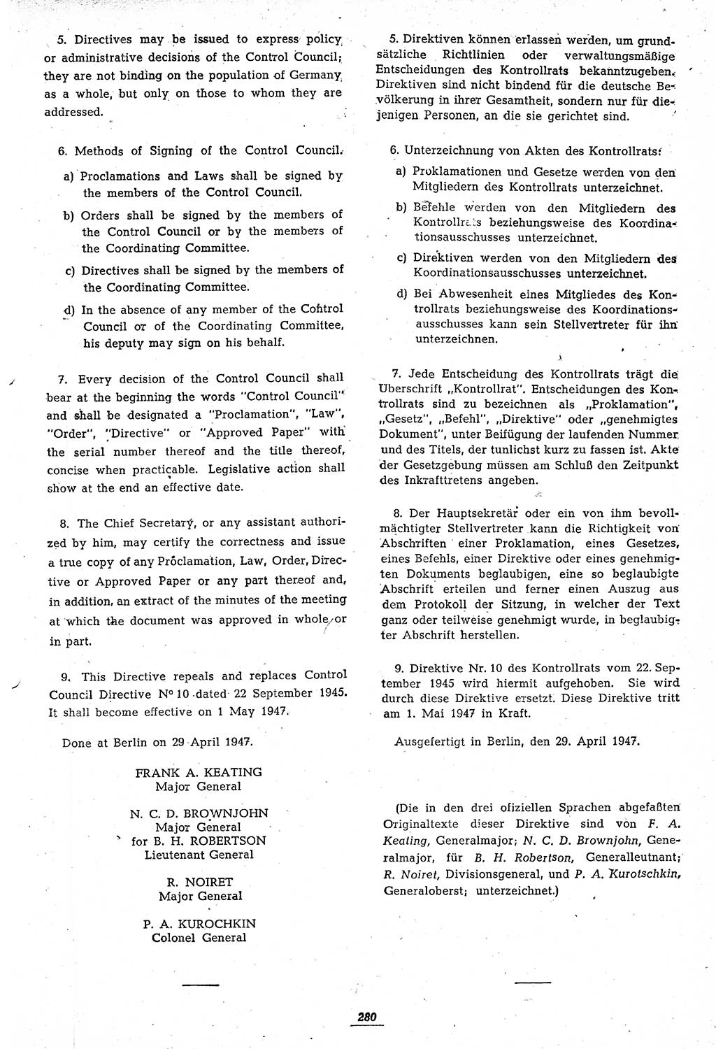 Amtsblatt des Kontrollrats (ABlKR) in Deutschland 1947, Seite 280/2 (ABlKR Dtl. 1947, S. 280/2)