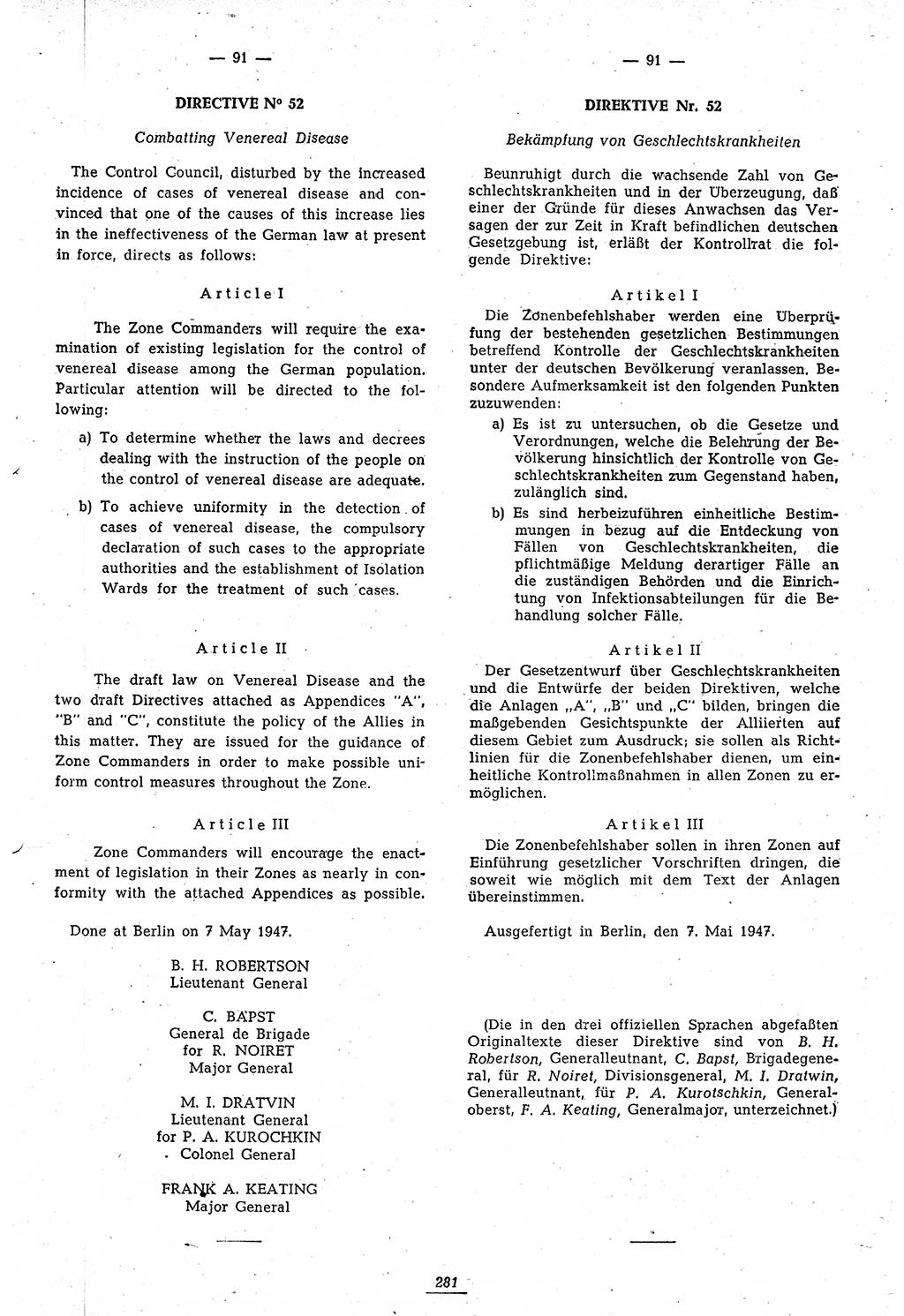 Amtsblatt des Kontrollrats (ABlKR) in Deutschland 1947, Seite 281/2 (ABlKR Dtl. 1947, S. 281/2)