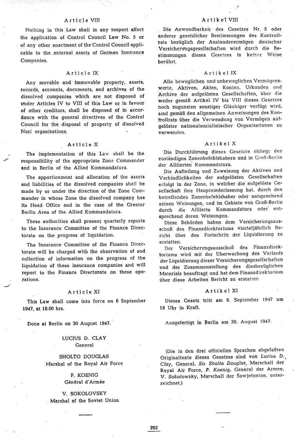 Amtsblatt des Kontrollrats (ABlKR) in Deutschland 1947, Seite 292/2 (ABlKR Dtl. 1947, S. 292/2)