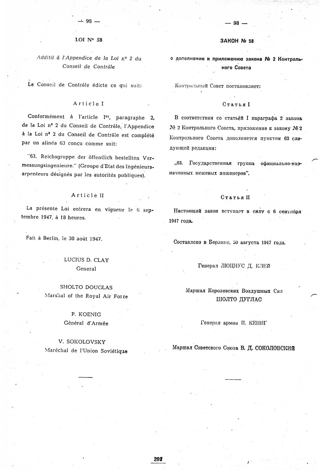 Amtsblatt des Kontrollrats (ABlKR) in Deutschland 1947, Seite 293/1 (ABlKR Dtl. 1947, S. 293/1)