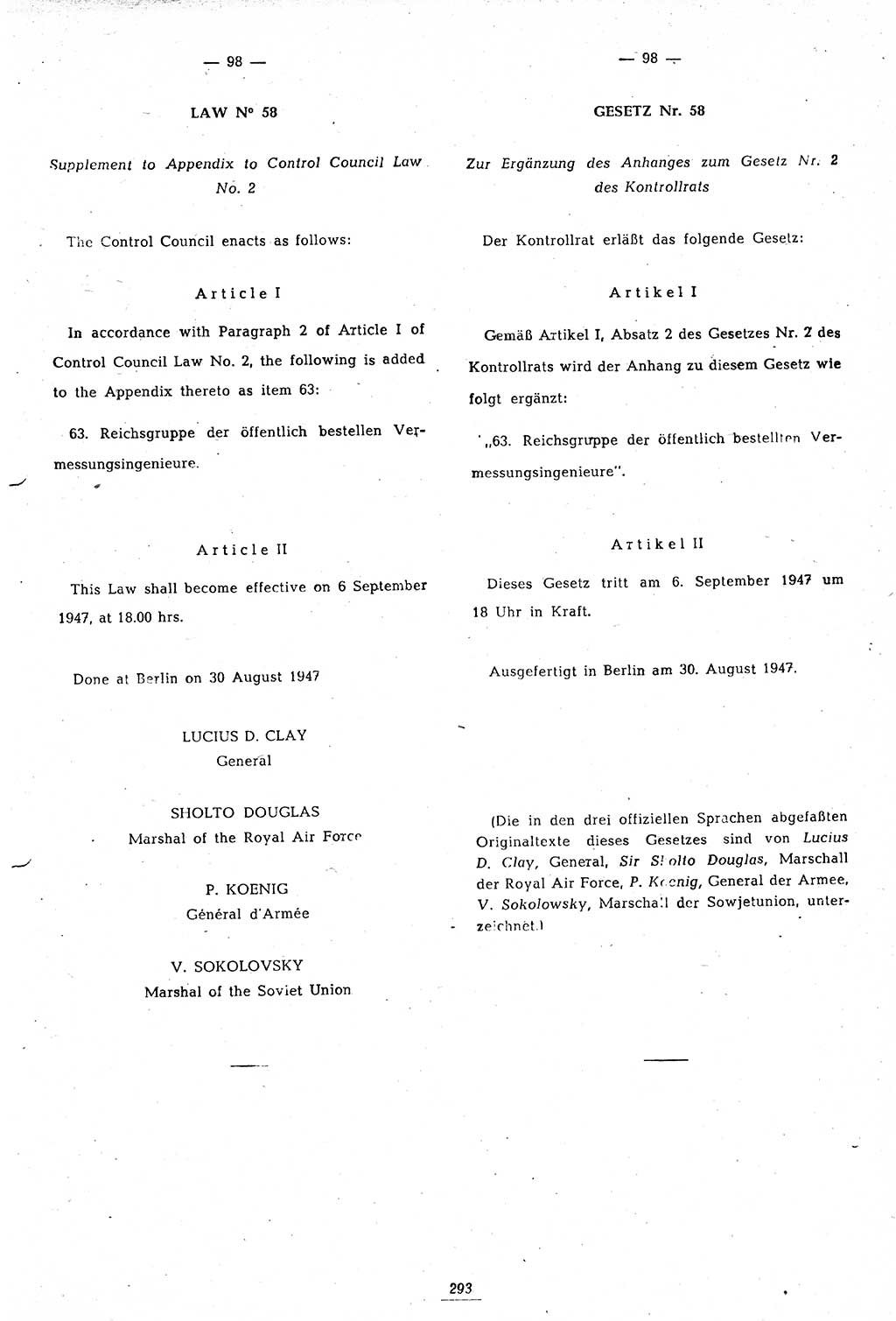 Amtsblatt des Kontrollrats (ABlKR) in Deutschland 1947, Seite 293/2 (ABlKR Dtl. 1947, S. 293/2)