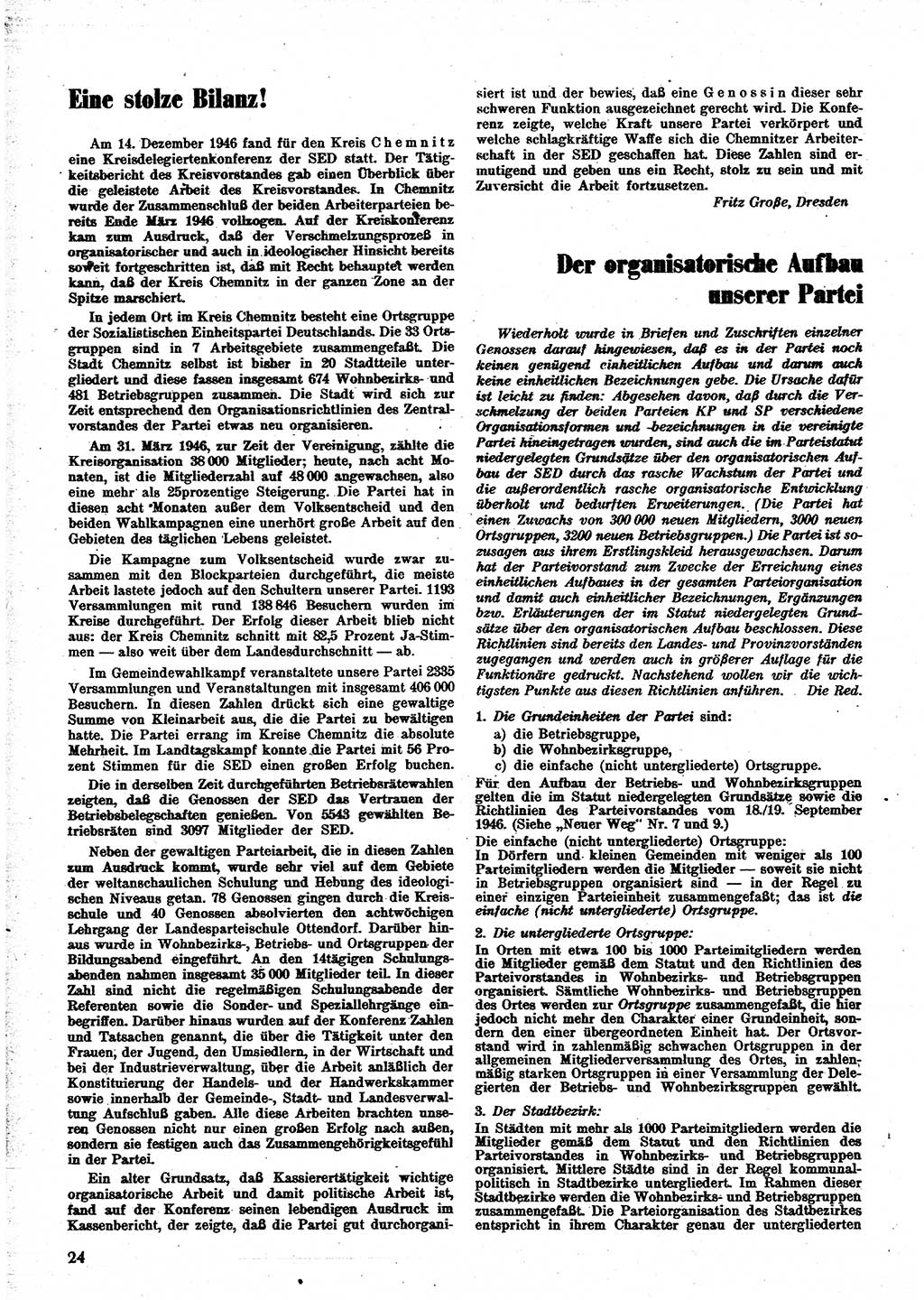 Neuer Weg (NW), Monatsschrift für aktuelle Fragen der Arbeiterbewegung [Parteivorstand (PV) Sozialistische Einheitspartei Deutschlands (SED)], 2. Jahrgang [Sowjetische Besatzungszone (SBZ) Deutschlands] 1947, Heft 2/24 (NW PV SED SBZ Dtl. 1947, H. 2/24)