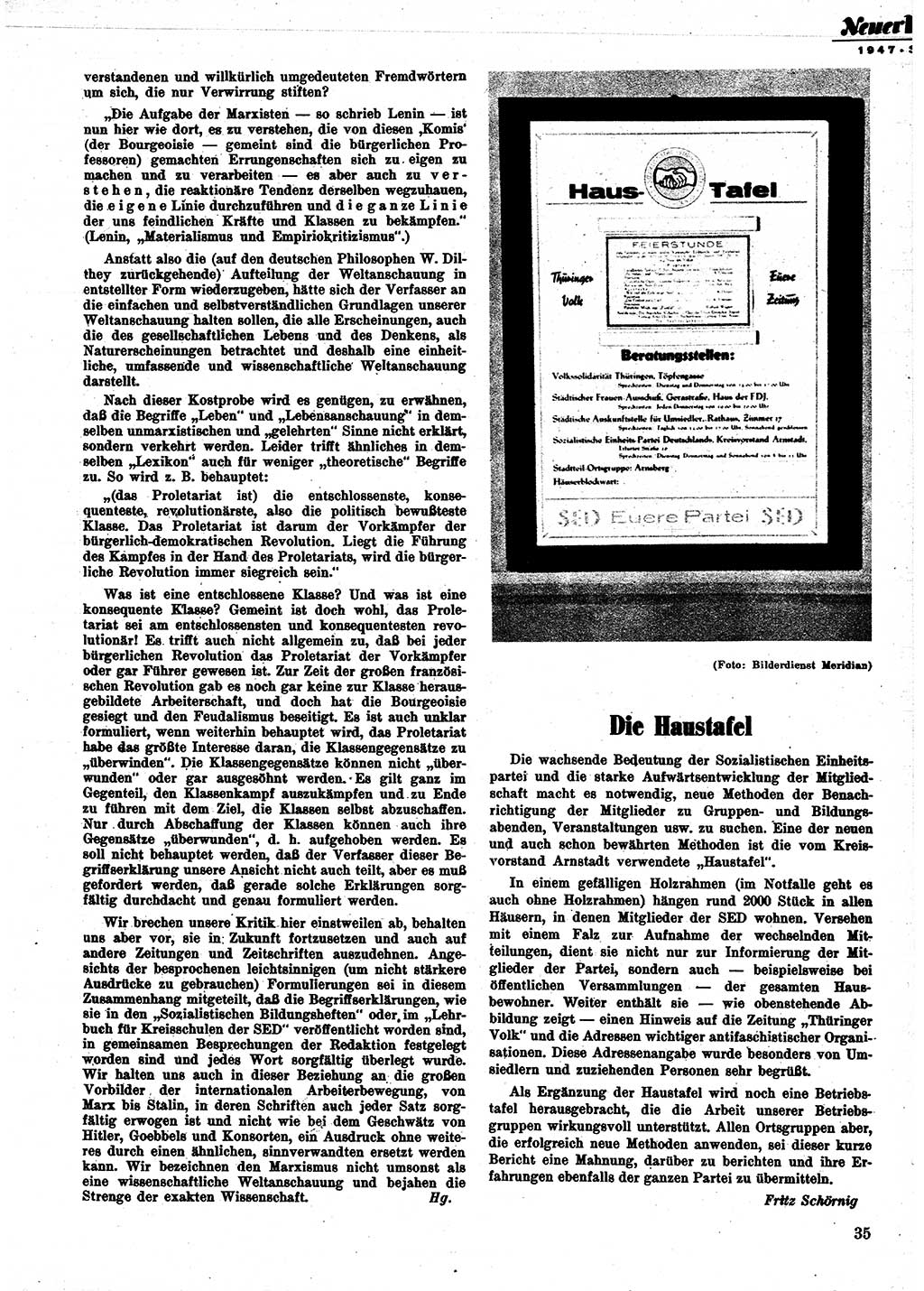 Neuer Weg (NW), Monatsschrift für aktuelle Fragen der Arbeiterbewegung [Parteivorstand (PV) Sozialistische Einheitspartei Deutschlands (SED)], 2. Jahrgang [Sowjetische Besatzungszone (SBZ) Deutschlands] 1947, Heft 3/35 (NW PV SED SBZ Dtl. 1947, H. 3/35)
