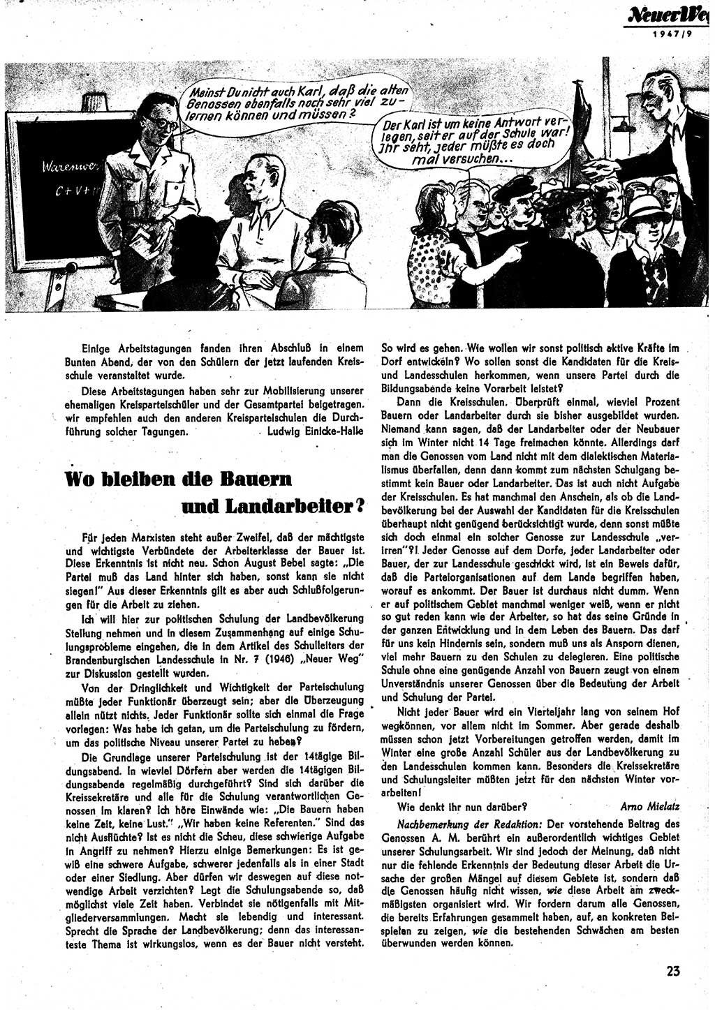 Neuer Weg (NW), Monatsschrift für aktuelle Fragen der Arbeiterbewegung [Parteivorstand (PV) Sozialistische Einheitspartei Deutschlands (SED)], 2. Jahrgang [Sowjetische Besatzungszone (SBZ) Deutschlands] 1947, Heft 9/23 (NW PV SED SBZ Dtl. 1947, H. 9/23)