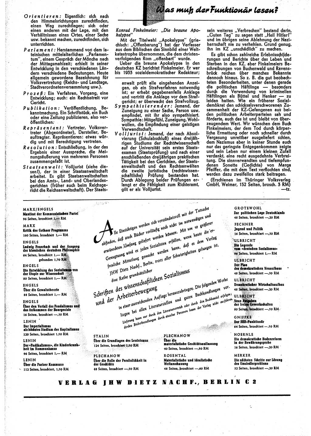 Neuer Weg (NW), Monatsschrift für aktuelle Fragen der Arbeiterbewegung [Parteivorstand (PV) Sozialistische Einheitspartei Deutschlands (SED)], 2. Jahrgang [Sowjetische Besatzungszone (SBZ) Deutschlands] 1947, Heft 9/34 (NW PV SED SBZ Dtl. 1947, H. 9/34)