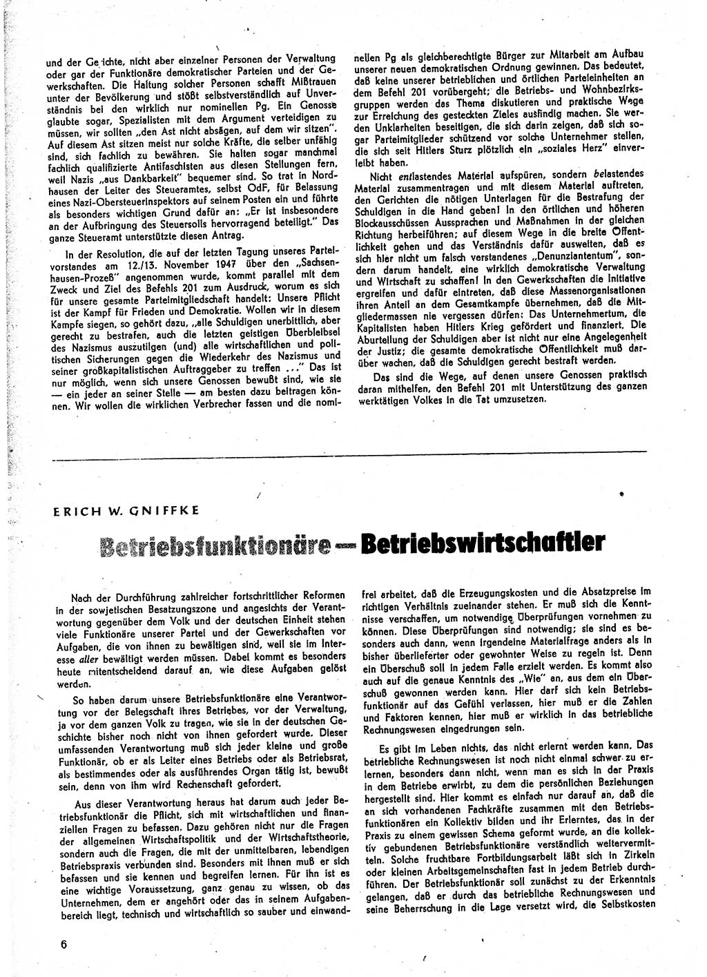 Neuer Weg (NW), Monatsschrift für aktuelle Fragen der Arbeiterbewegung [Parteivorstand (PV) Sozialistische Einheitspartei Deutschlands (SED)], 2. Jahrgang [Sowjetische Besatzungszone (SBZ) Deutschlands] 1947, Heft 12/6 (NW PV SED SBZ Dtl. 1947, H. 12/6)