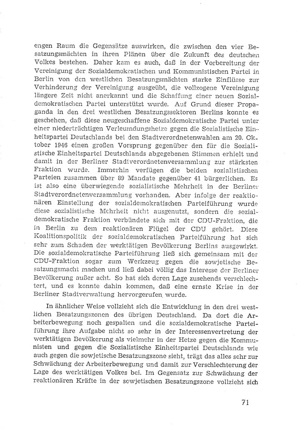 Protokoll der Verhandlungen des 2. Parteitages der Sozialistischen Einheitspartei Deutschlands (SED) [Sowjetische Besatzungszone (SBZ) Deutschlands] 1947, Seite 71 (Prot. Verh. 2. PT SED SBZ Dtl. 1947, S. 71)